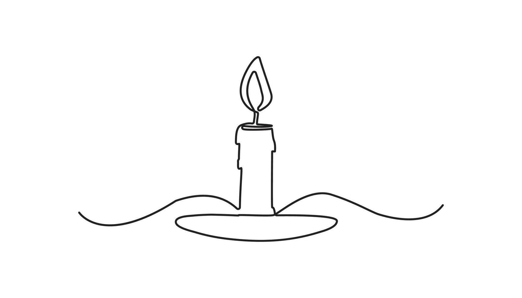 candle continuous one-line drawing abstract vector