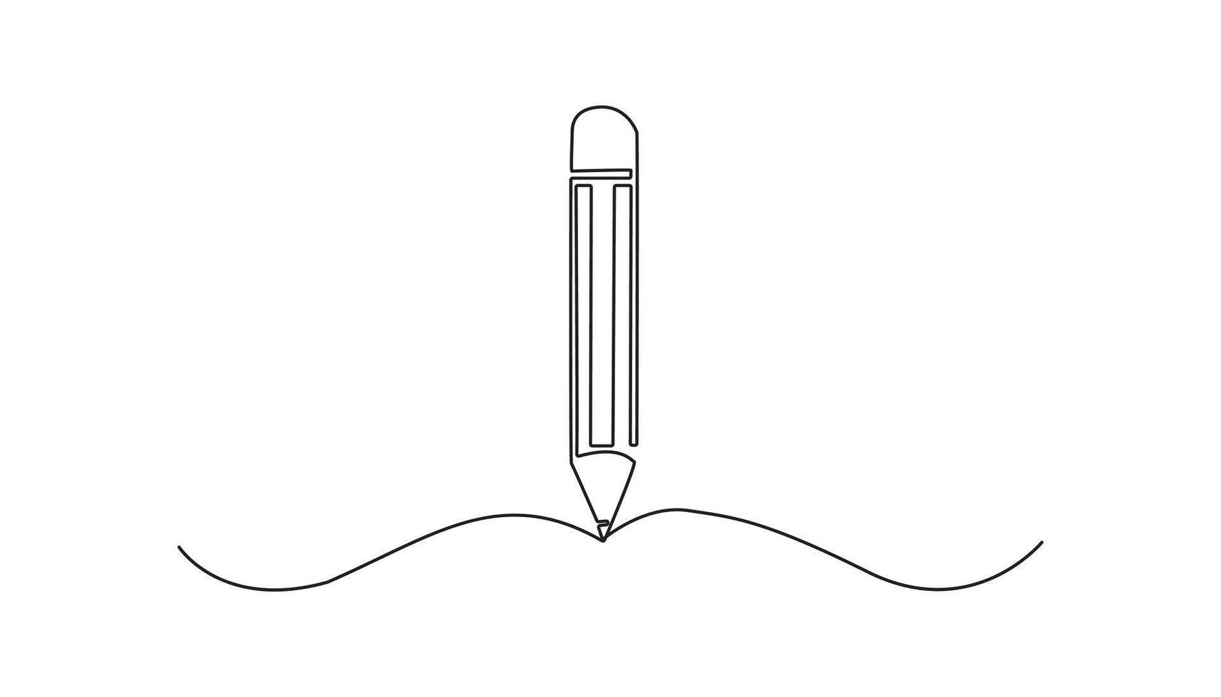 pencil continuous one-line drawing black colour vector
