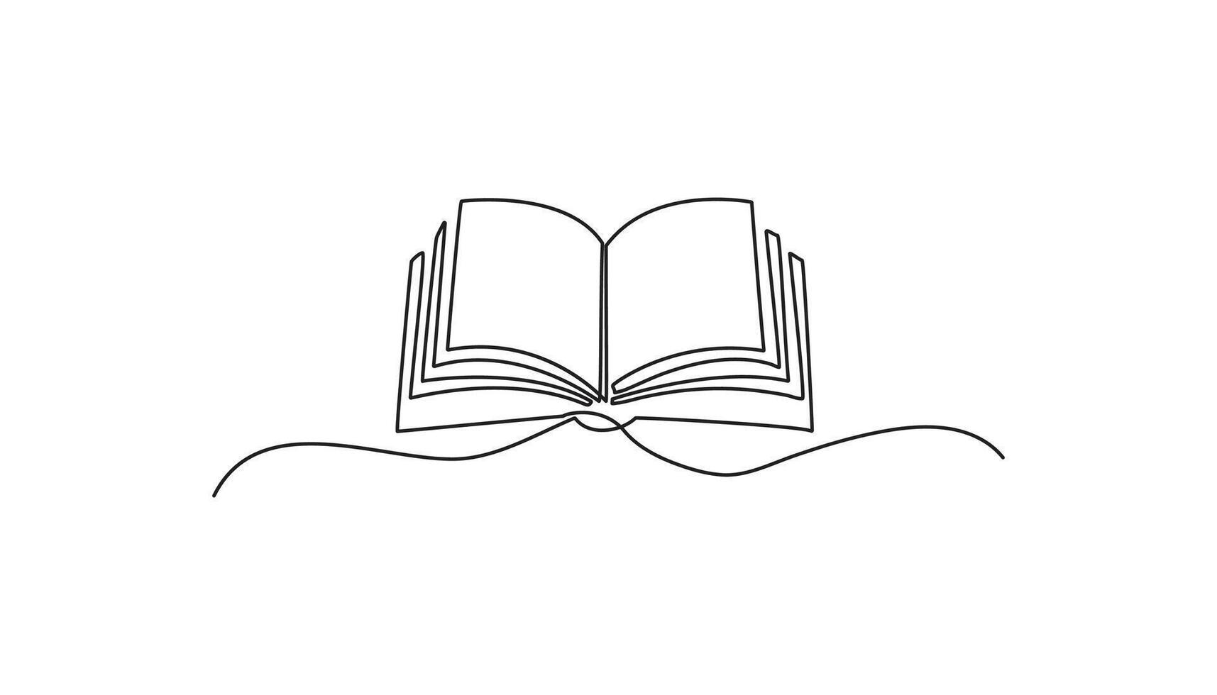 open book continuous one line drawing art vector