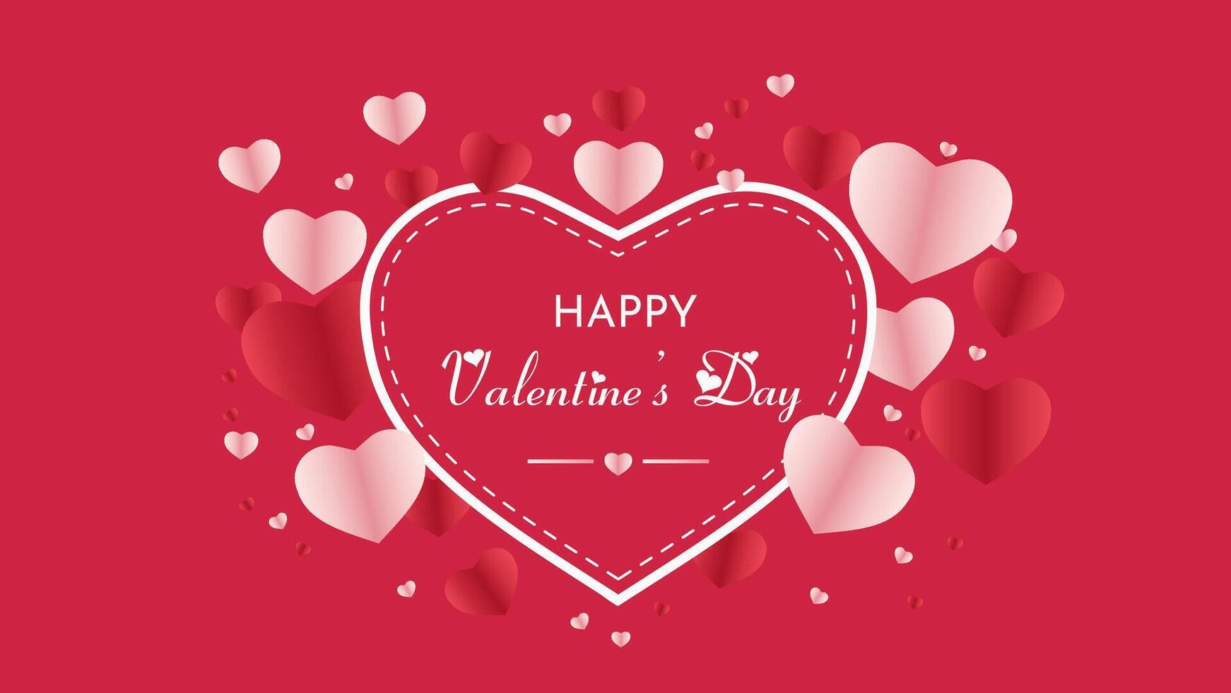 Valentine's day background with red and white hearts on red background vector