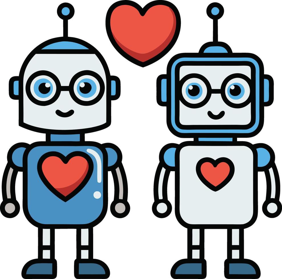 A Couple robot for valentines day vector