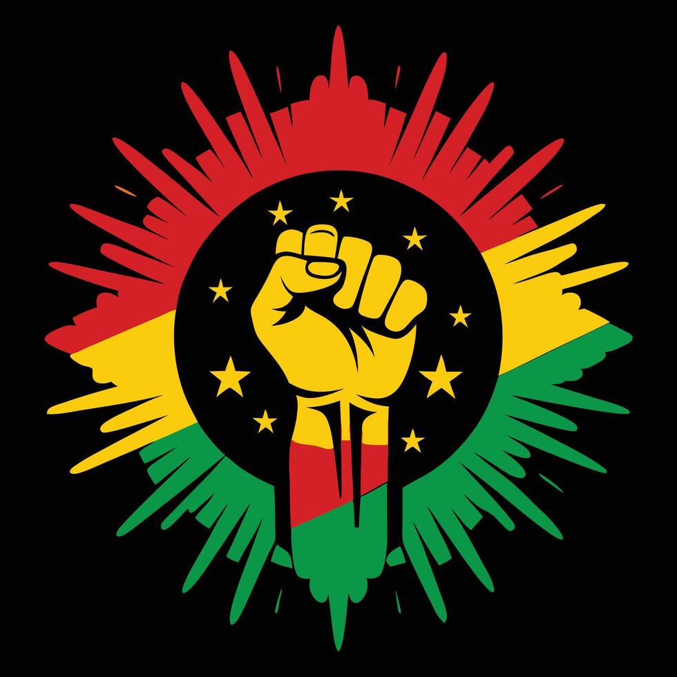 Black History Month Five fists Pan African flag vector