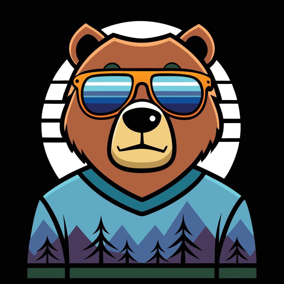 Illustration of a cartoon Brown bear with sunglasses vector