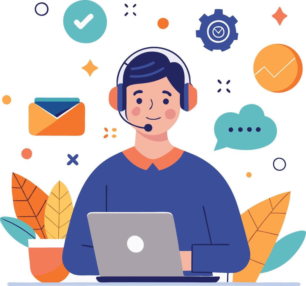 Professional Customer Support Service Business and marketing illustration vector