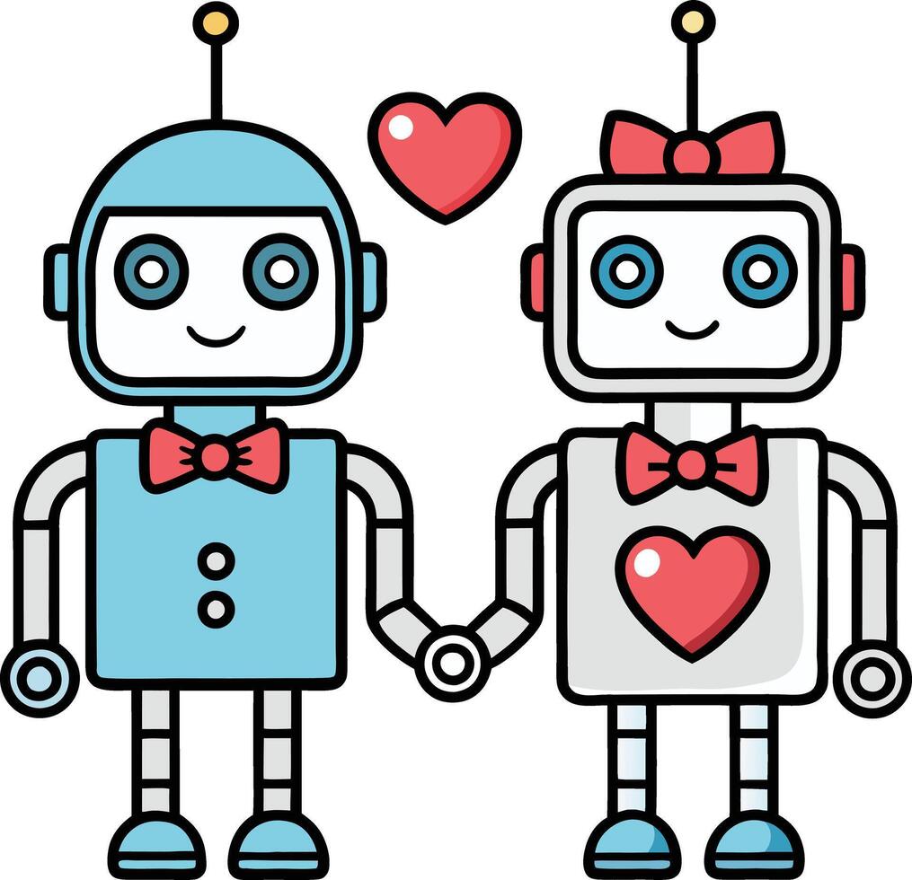 Robot Heart A Couple robot for valentines day vector