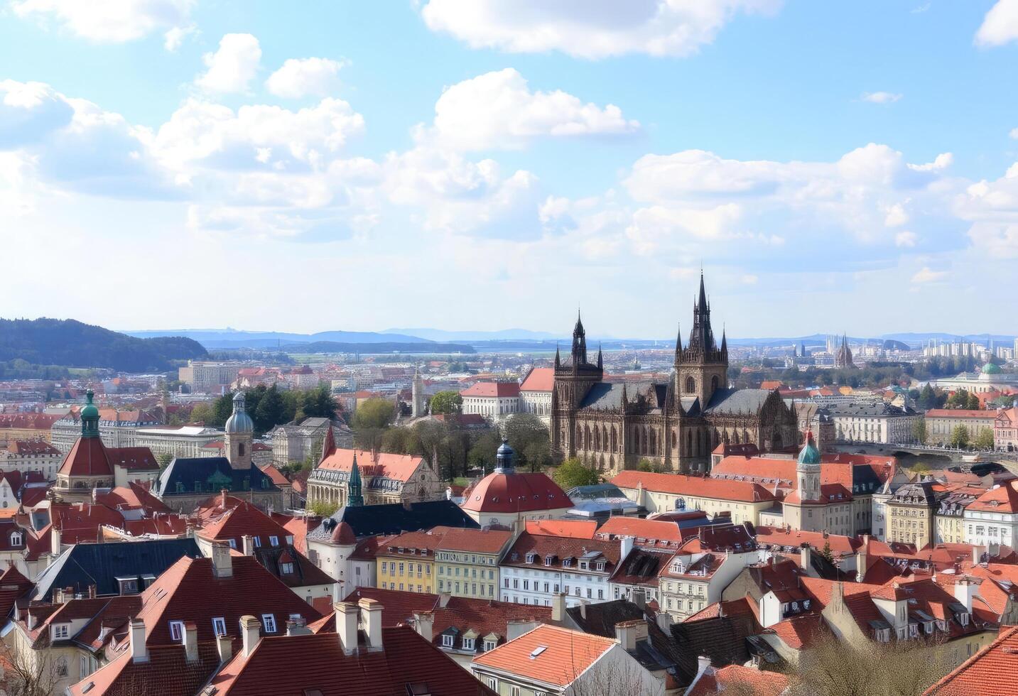 The view of prague from the top of the castle photo
