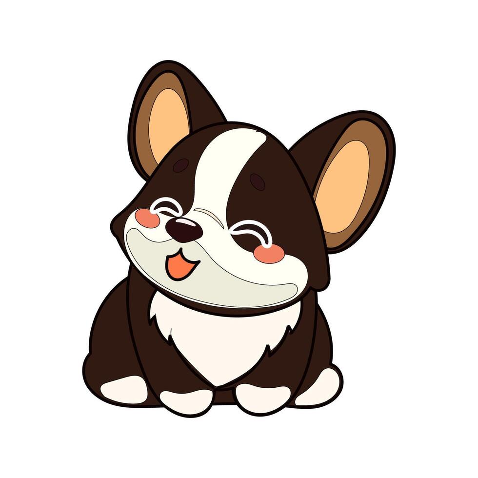 Kawaii Funny Corgi Dog Puppy Character Icon. Funny Cute Domestic Dog Animal Cartoon Doodle Element. Small Kawaii Fluffy Home Mascot. Positive Childish Decoration Symbol vector