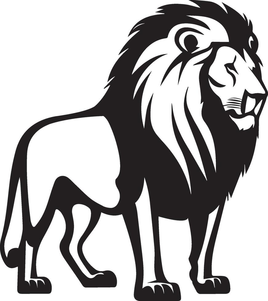 Set of Lion Full Body Black Color Illustration vector