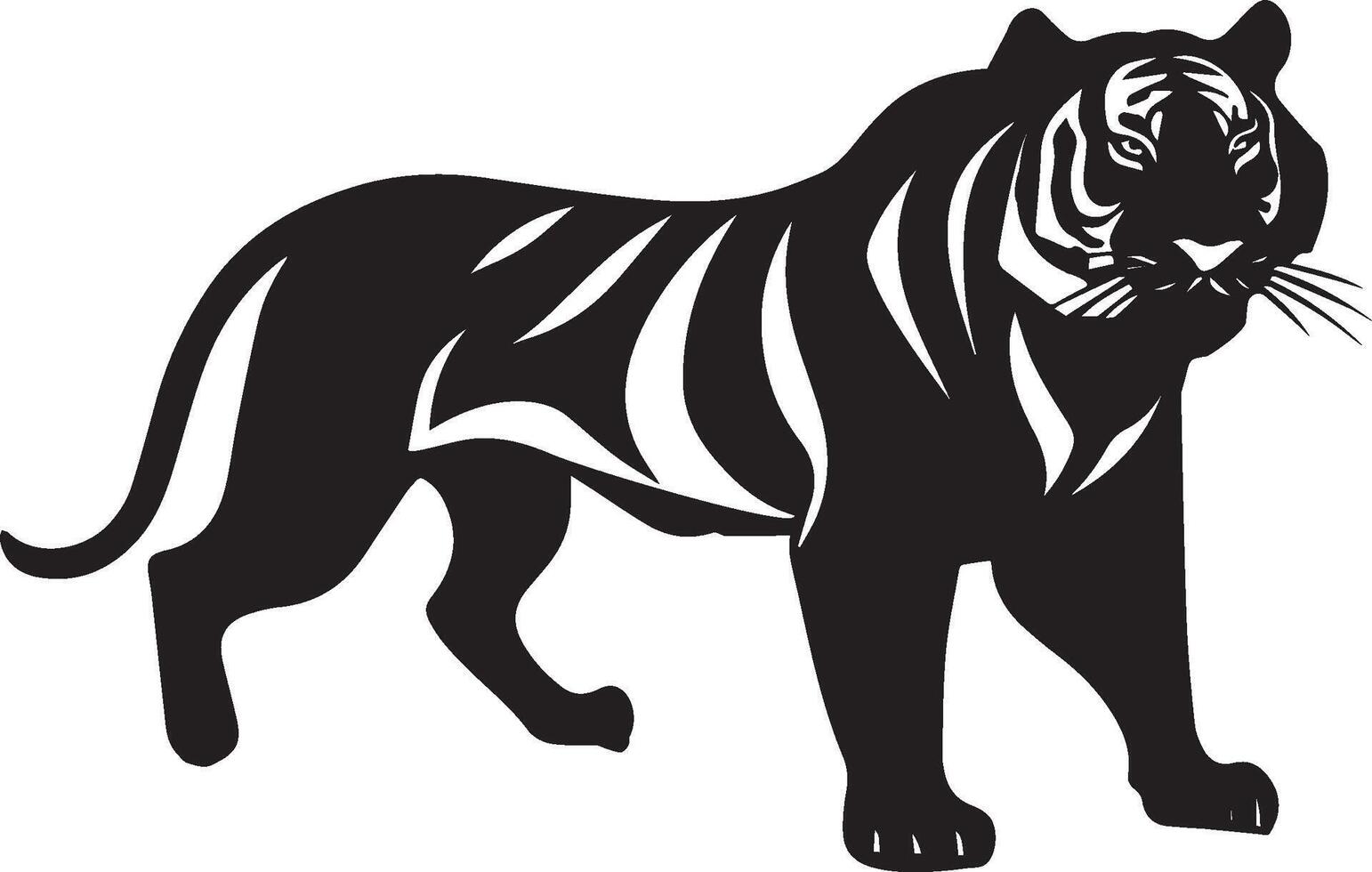 Beautiful Tiger line art coloring pages for kids vector