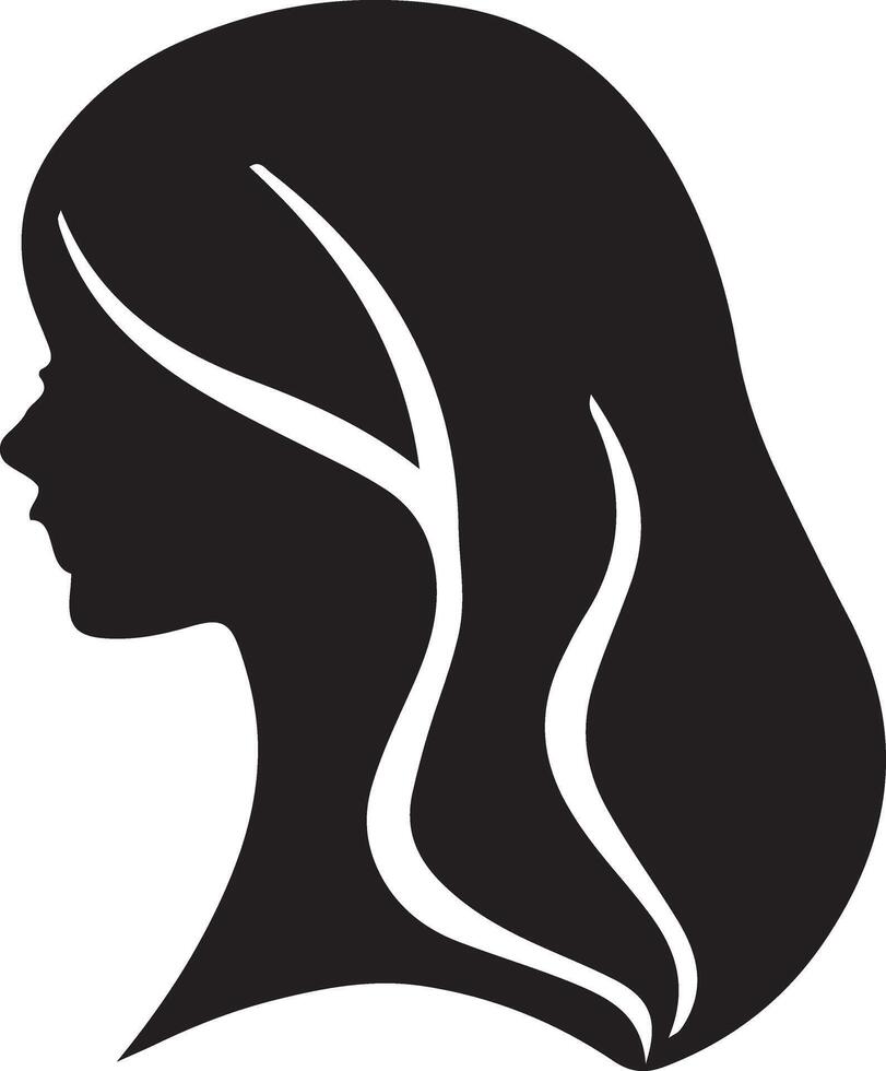 silhouette of a woman's head with long hair vector