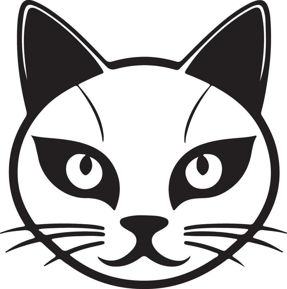 a black and white cat's face on a white background vector
