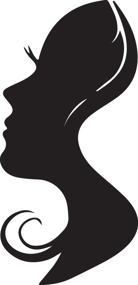 silhouette of a woman's face with long hair vector