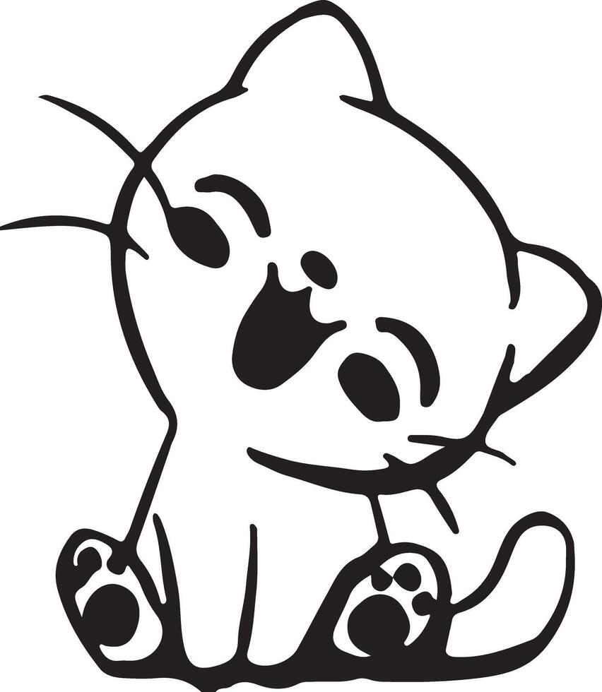a cartoon cat sitting on the floor with its eyes closed vector