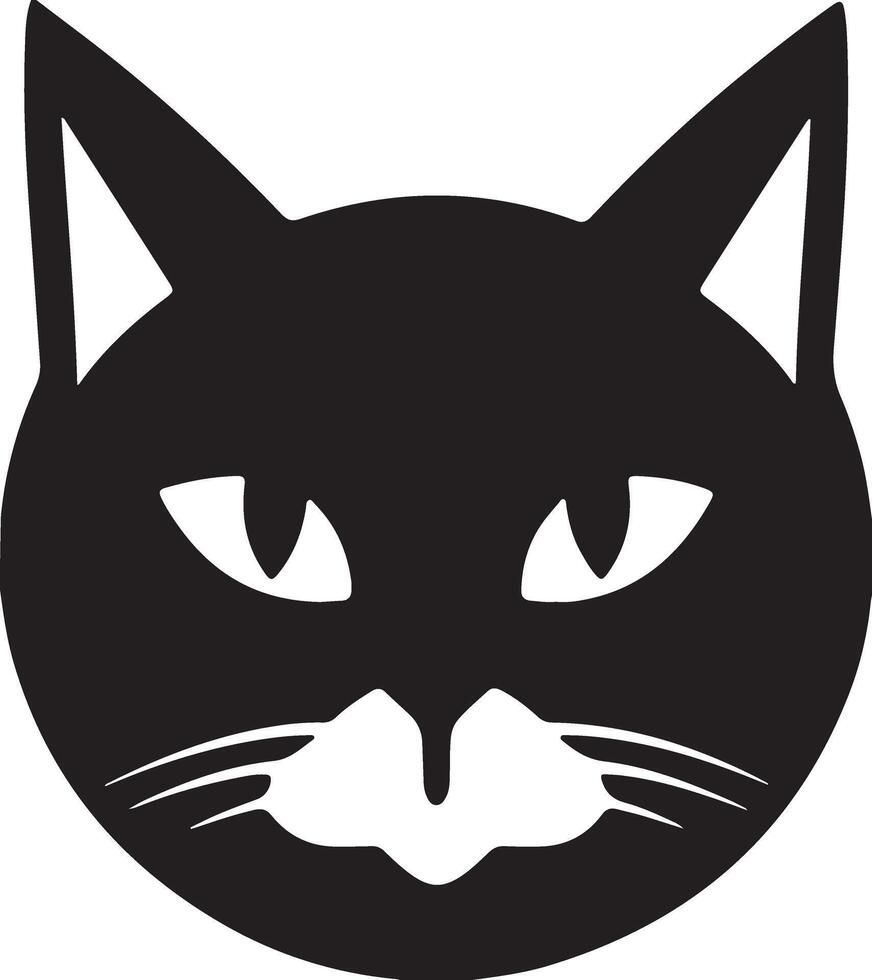 a black cat's face is shown on a white background vector