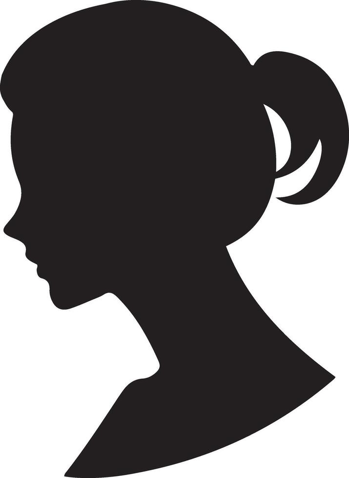 silhouette of a woman's head with ponytail vector