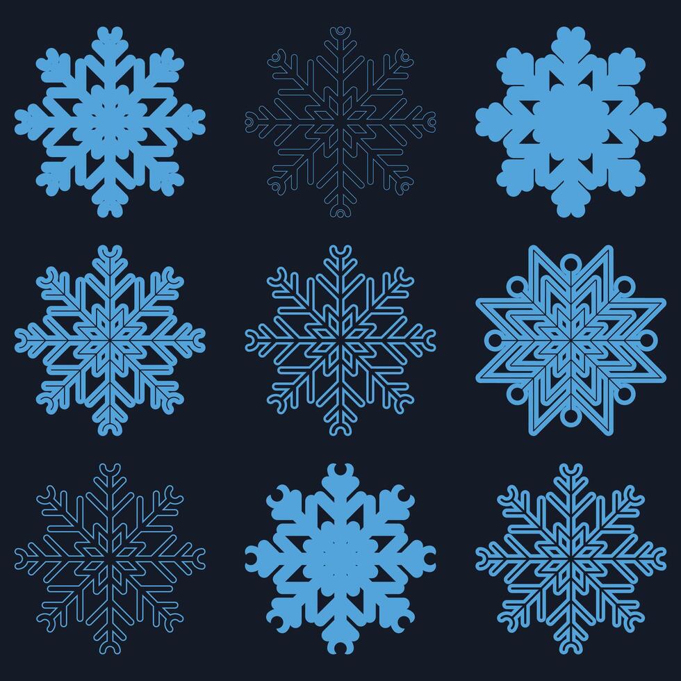 Beautiful snowflake border, Christmas design for greeting card. illustration, merry xmas snow flake header or banner, wallpaper or backdrop decor, flowing snowflakes decoration background. vector