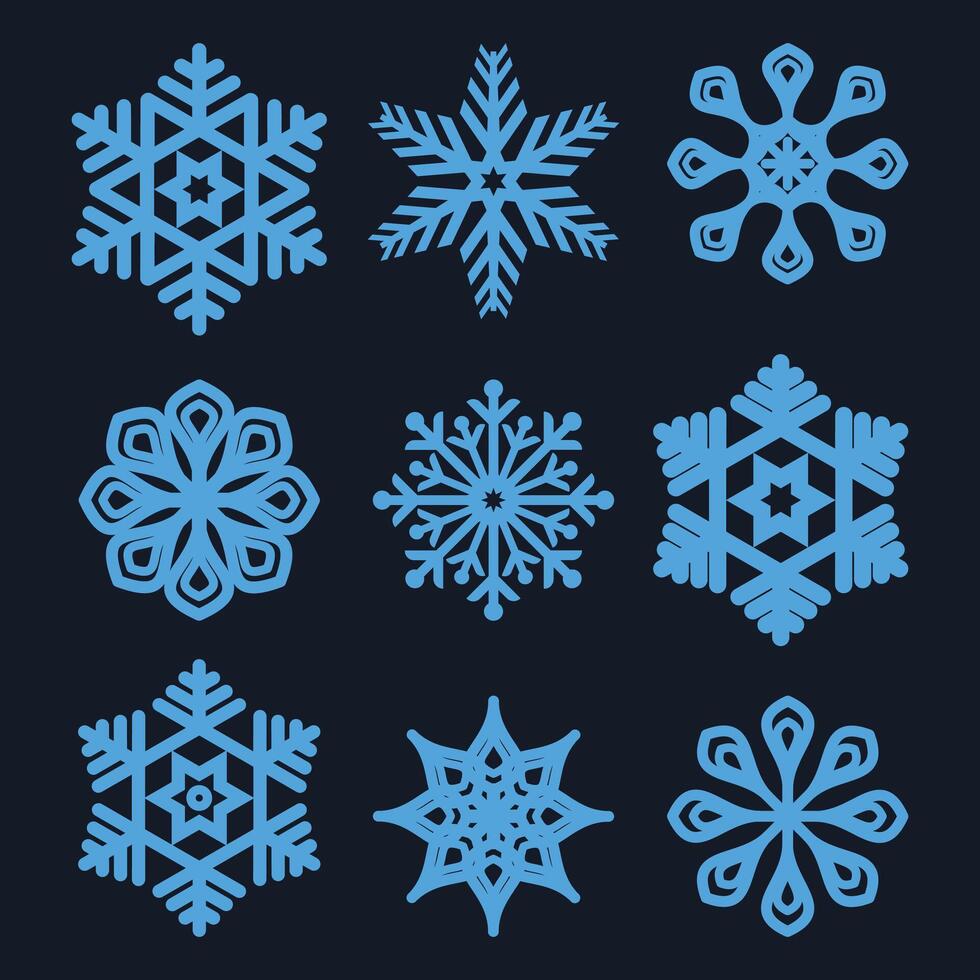 Snowflake set on isolated background, Isolated snowflake collection, Frost background, Christmas icon, Illustration vector