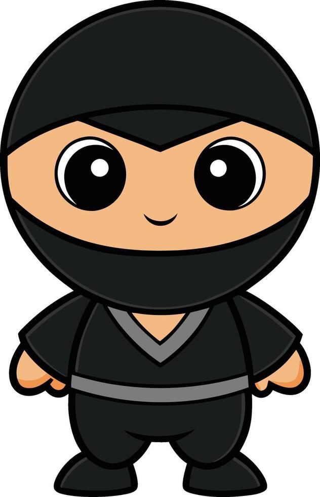 A cartoon ninja character with big eyes and a black mask vector