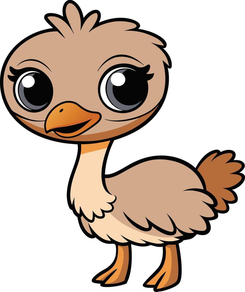 Cartoon ostrich with big eyes vector