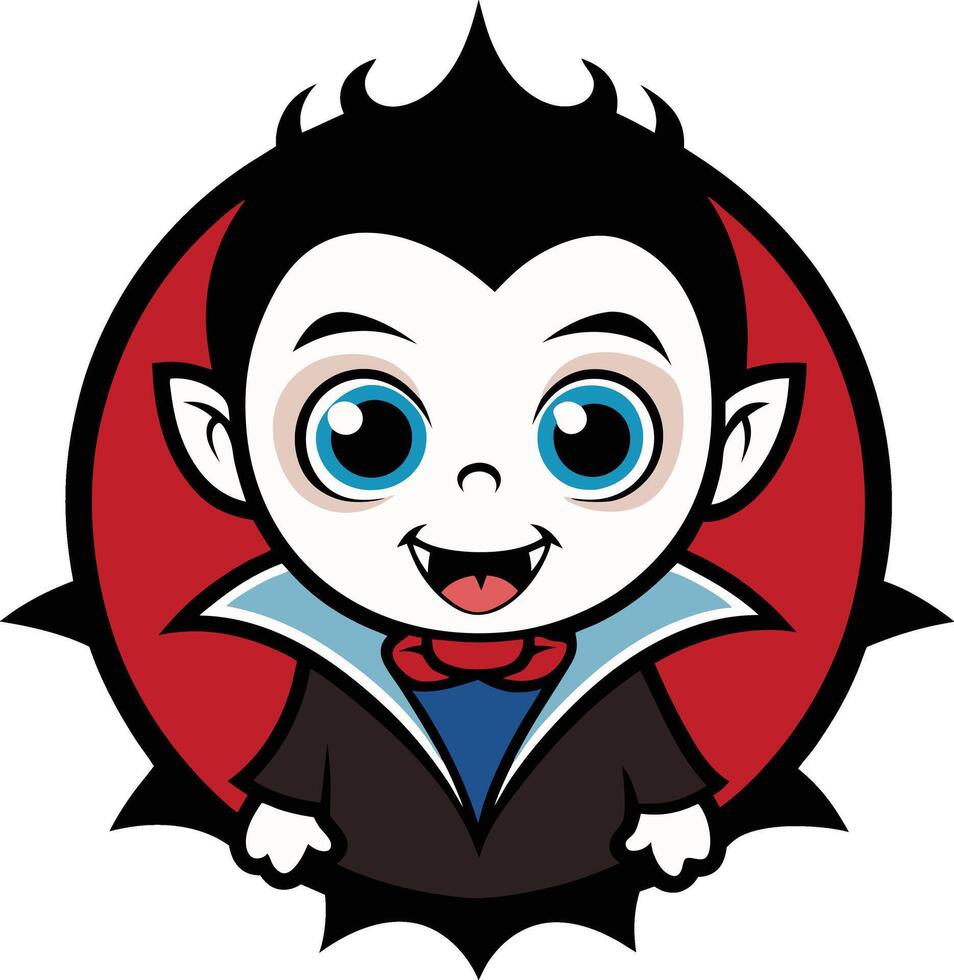 A cartoon vampire with blue eyes and a red nose vector