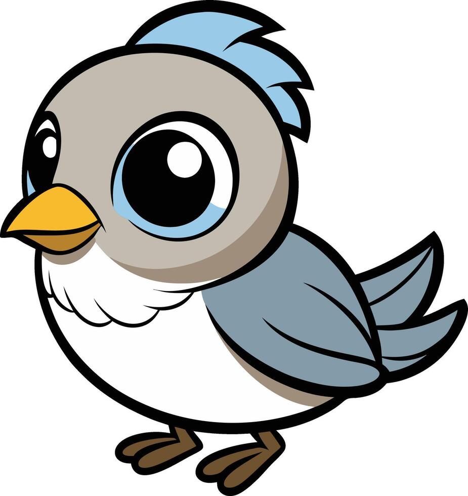 Cartoon bird with blue eyes and white feathers vector