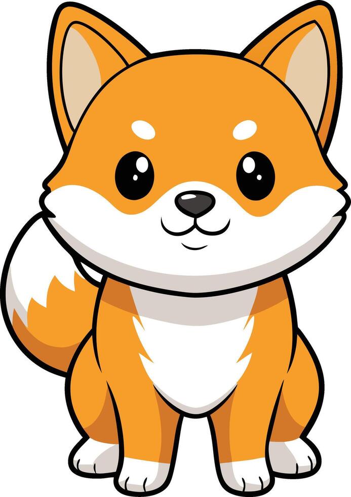An orange and white cartoon dog vector