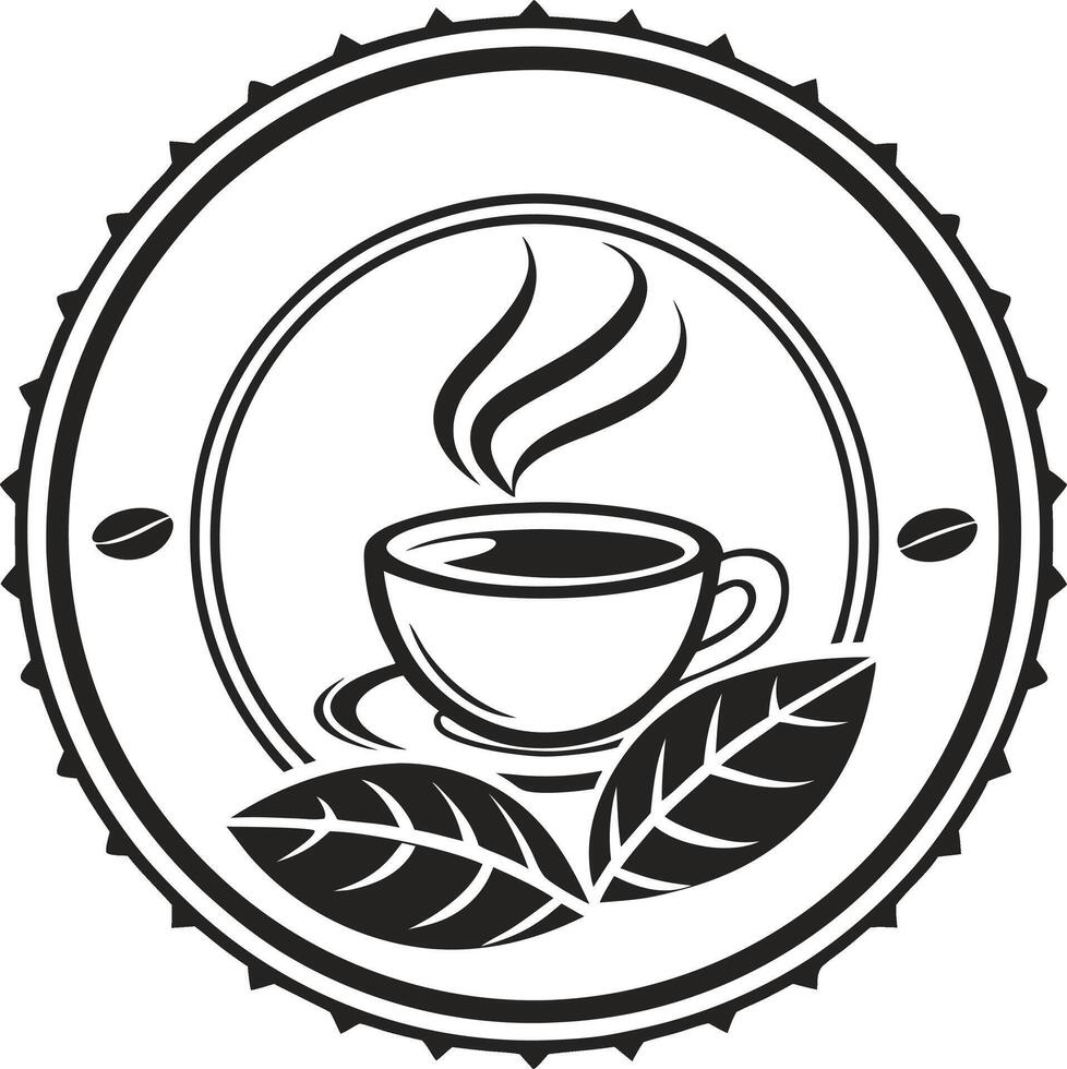 Coffee cup and leaves vector