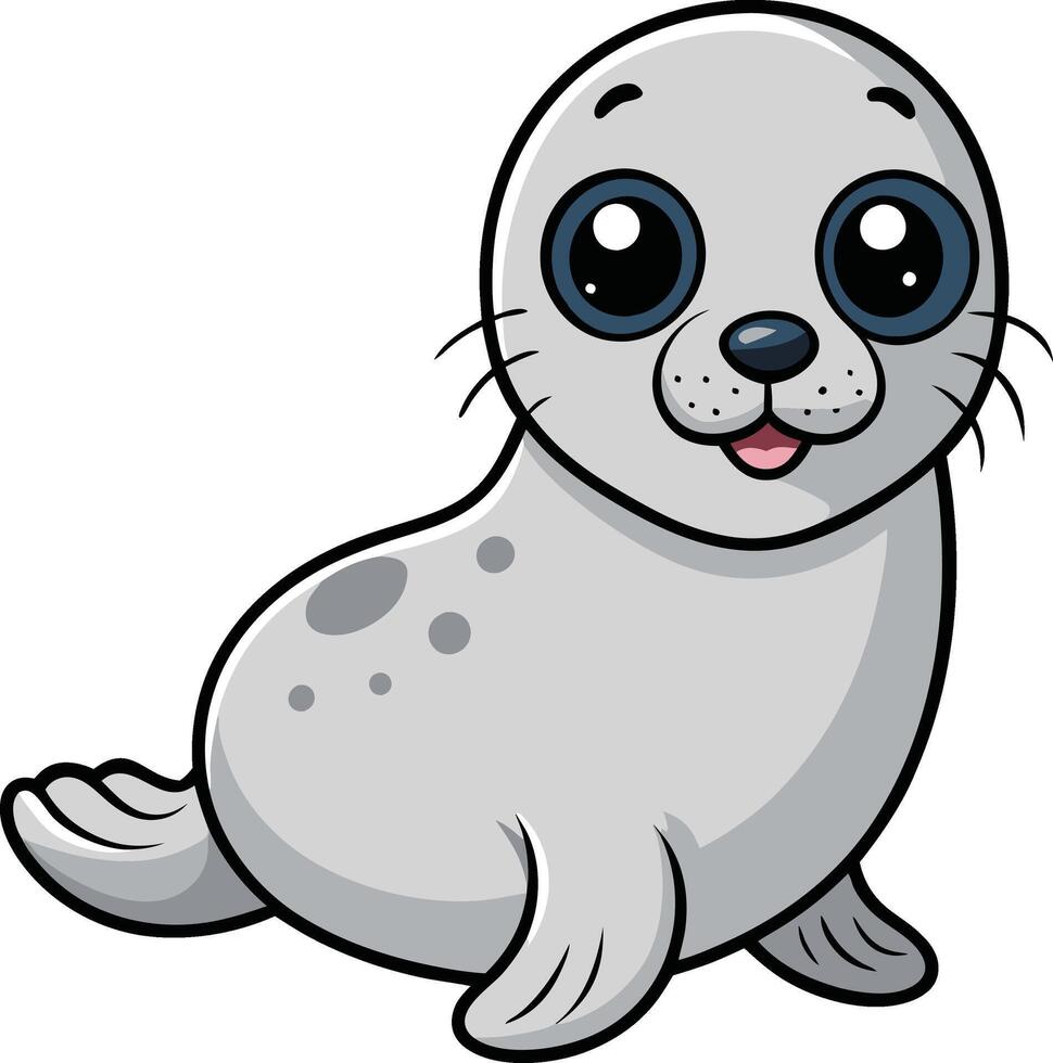 A cute seal with big eyes and a white background vector