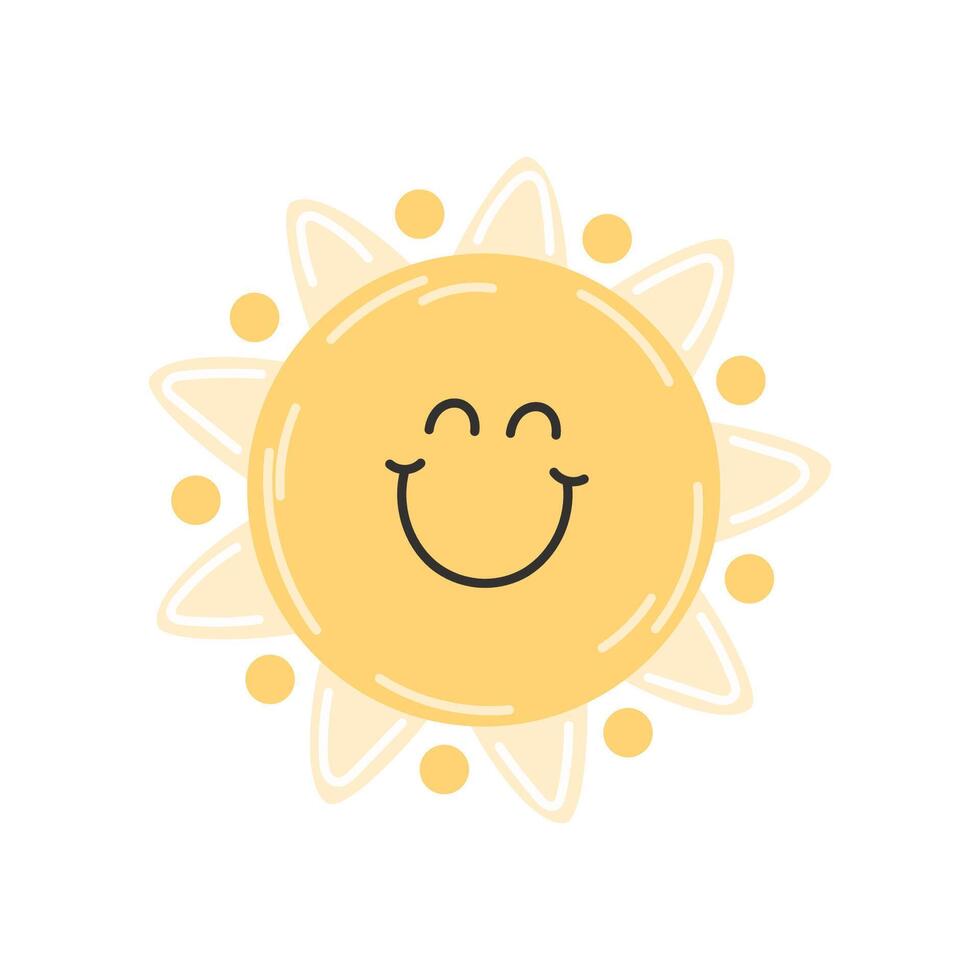 Yellow Cartoon Sun with a Happy Face vector