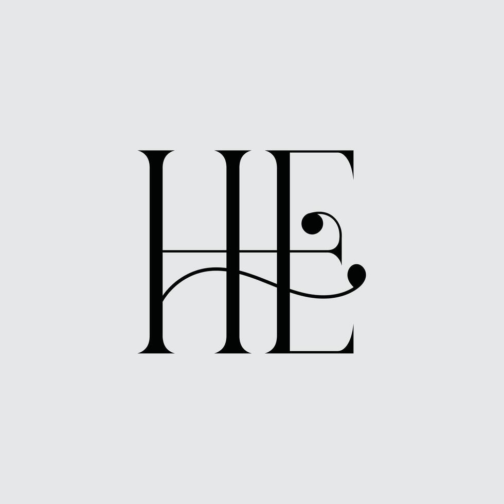 Initial letter HE logo design vector