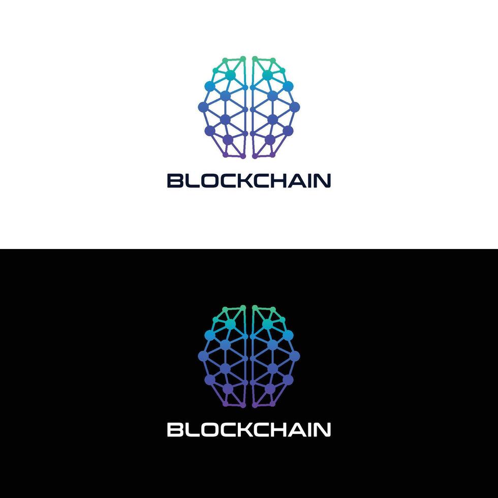 Abstract Brain Blockchain Technology Logo Design vector