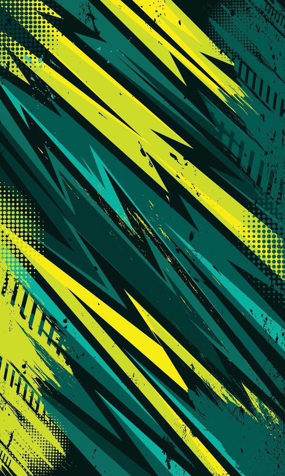 Green and yellow racing background with abstract grunge brush strokes vector
