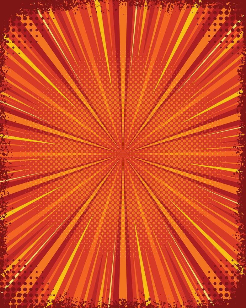 Orange radial speed lines retro background vector