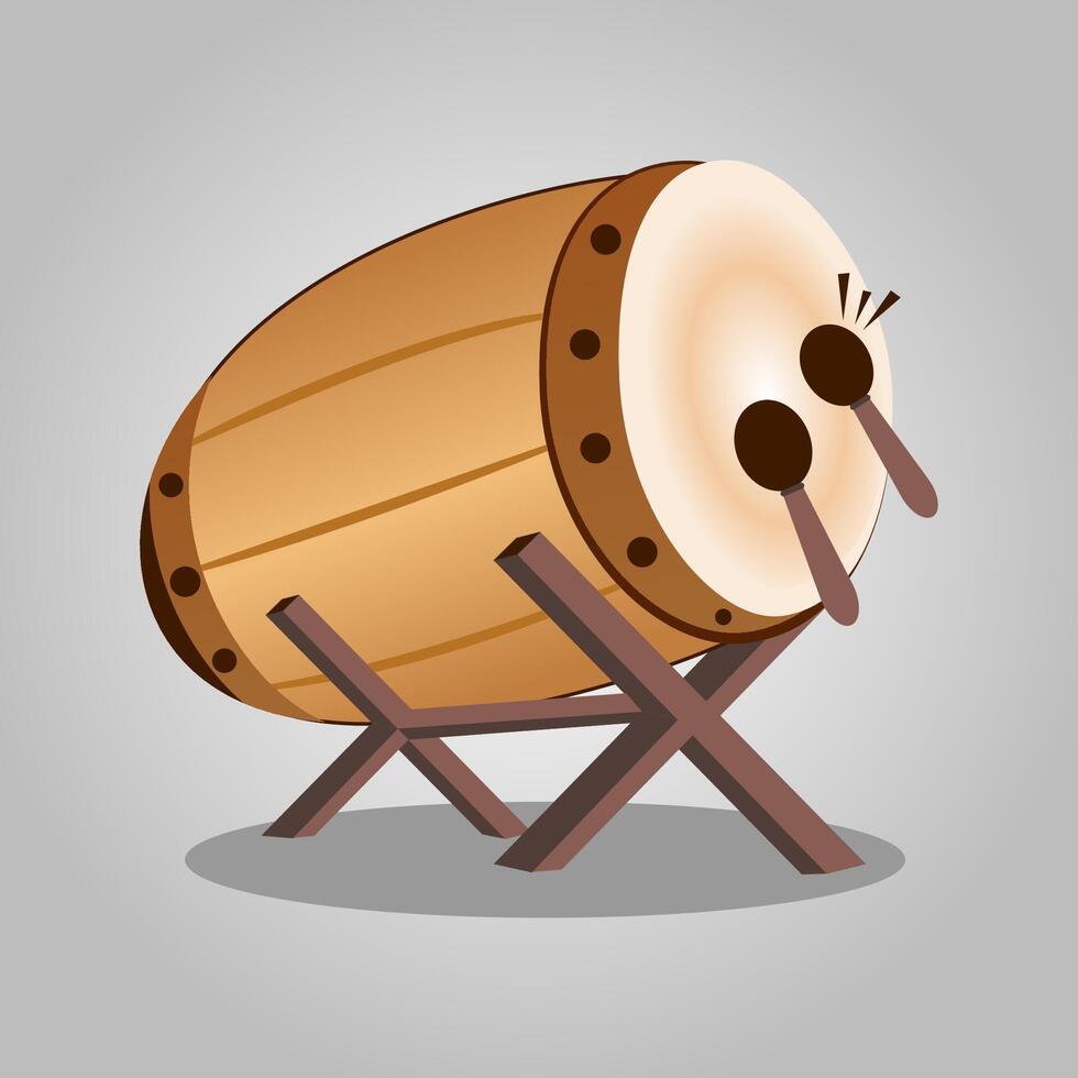 Islamic mosque drum bedug or realistic happy ied mubarak banner or islamic ramadan kareem vector