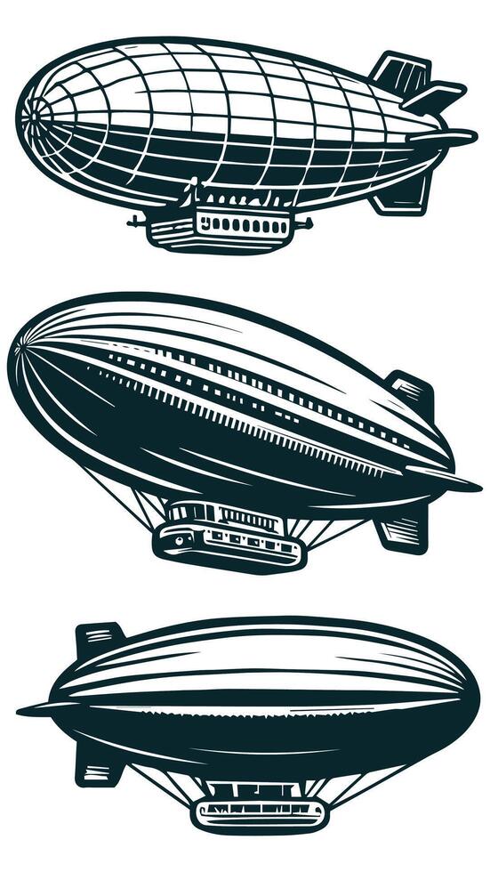 Vintage airships design illustration on a white background. vector