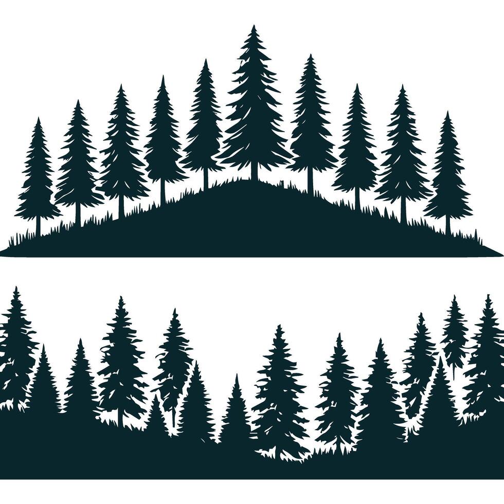 Pine tree forest silhouettes design illustration vector