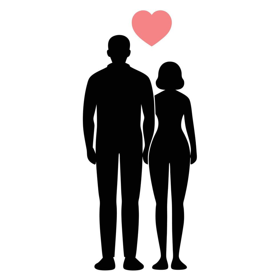 Silhouette of a man and woman standing next to each other vector