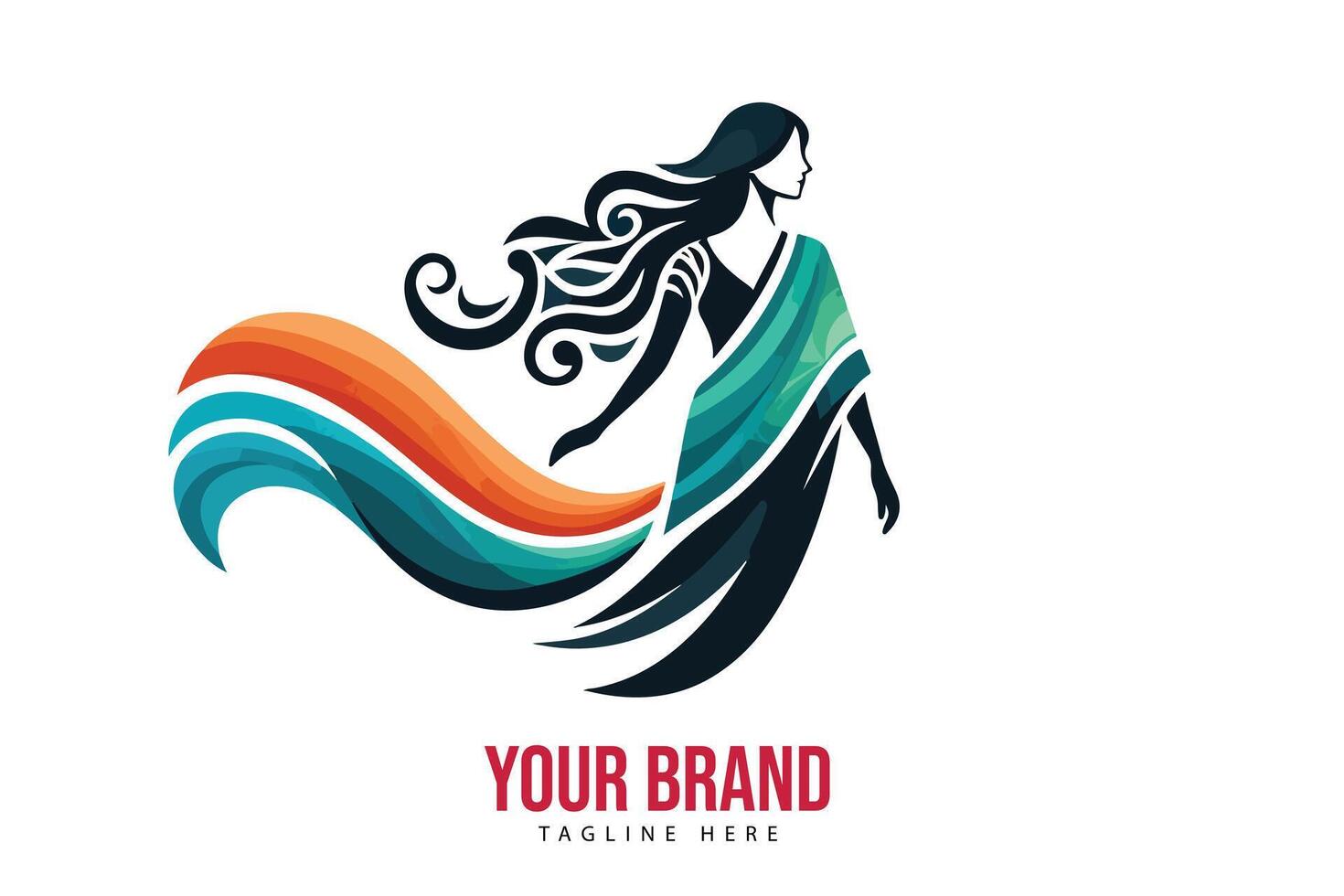 saree with women clothing logo design vector