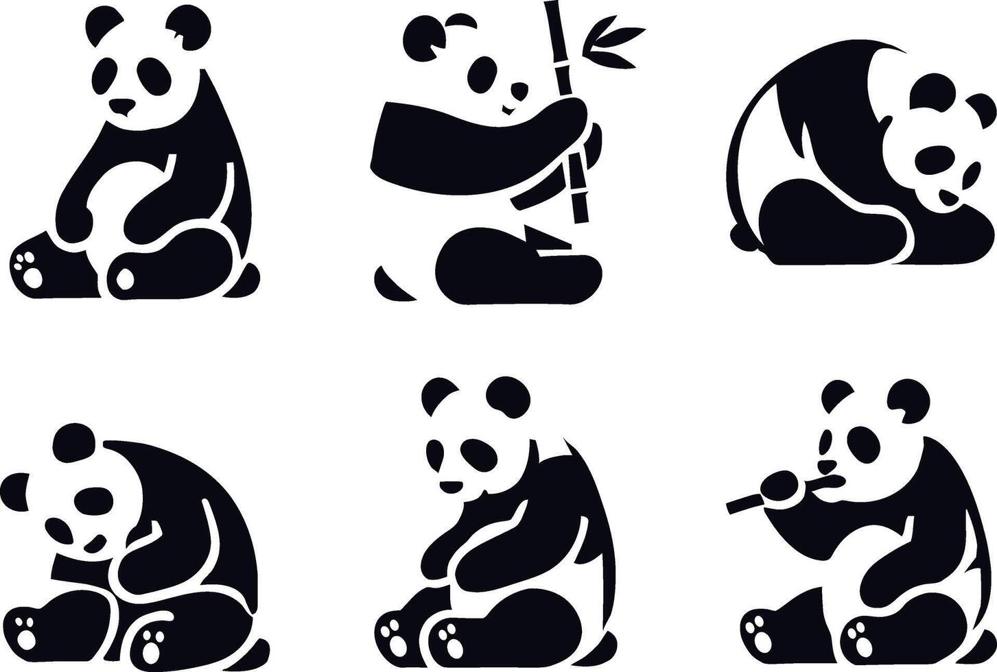 A collection of pandas in a variety of different poses vector