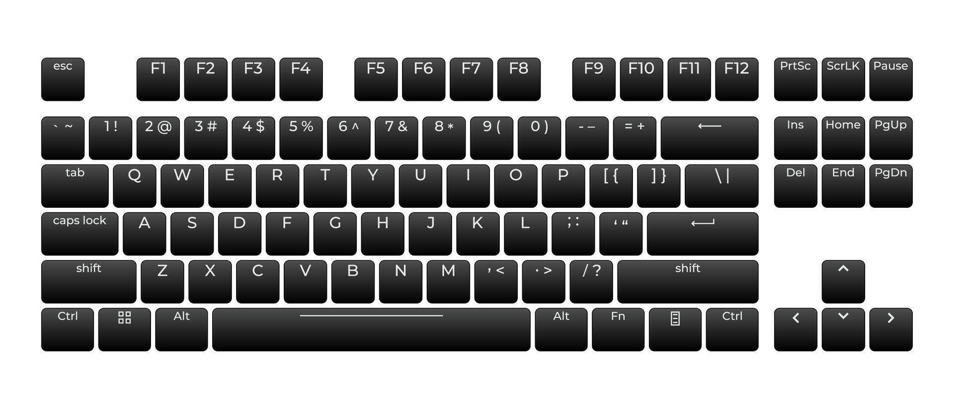 Computer keyboard button layout template with letters for graphic use. Modern computer keyboard. illustration vector