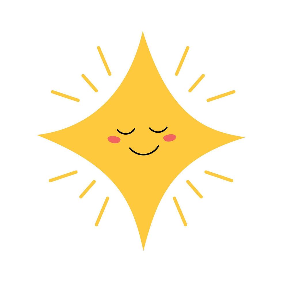 Star with smiling face. Perfect fit for cheerful projects, festive illustrations, or stickers. Flat cartoon isolated on a white background. vector