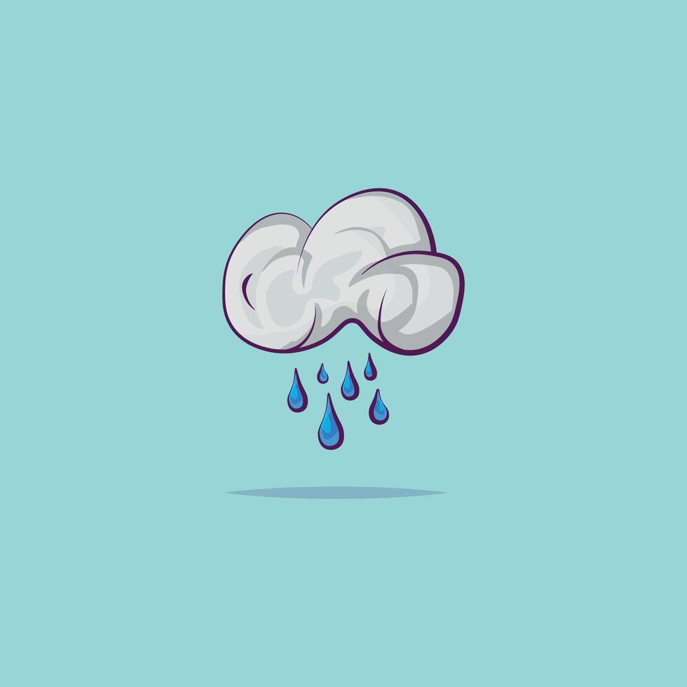 Cute rainy. Rain day isolated on green background. vector