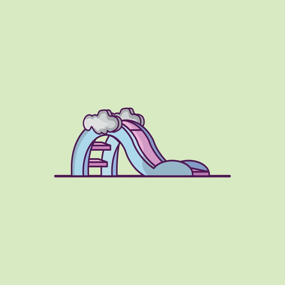 Children slide toy with cute clouds. Cute kids slide toy isolated on green background. vector