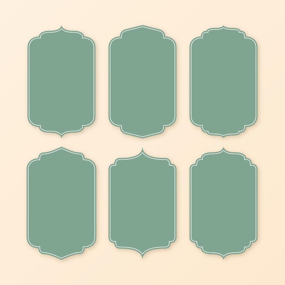 Set of Classic Vintage Green Blank Label Shape Templates vector
