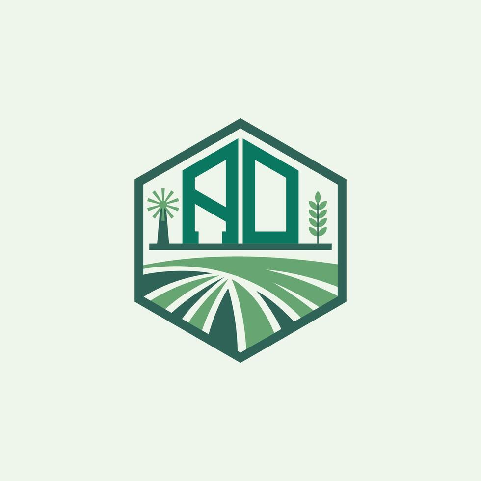 Modern Agricultural AD Logo Design. Letter AD Farm Logo and Field Icon for Eco-Friendly Branding. AD Sustainable Agriculture Emblem vector