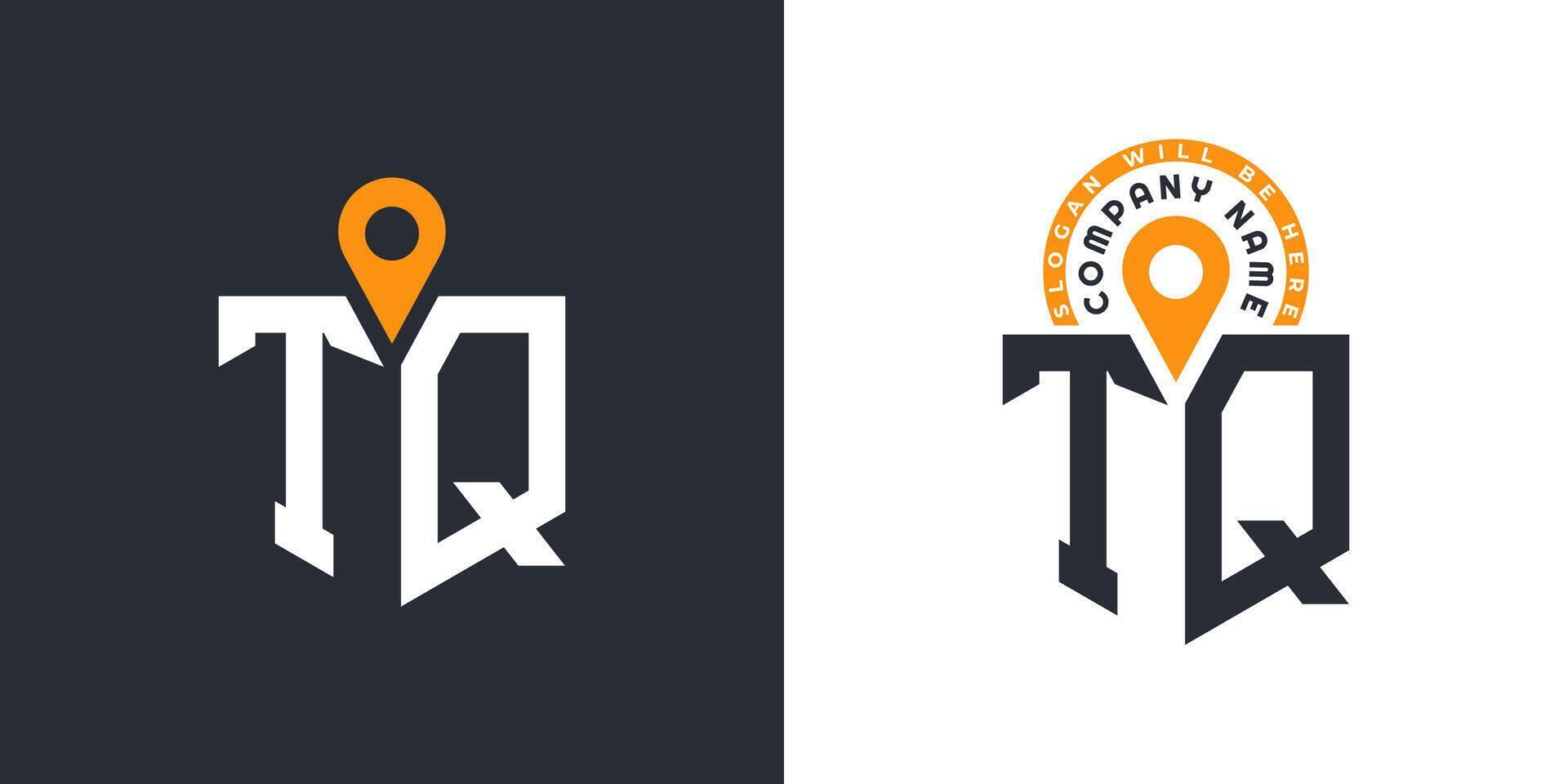 TQ Location Logo Bundle. Letter TQ Logo Dual Icons for Recruitment and Navigation vector