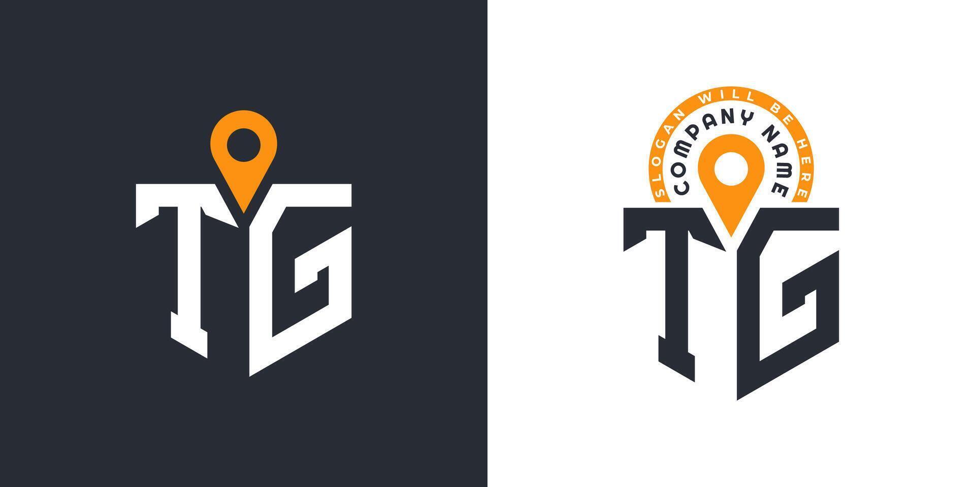 TG Location Logo Bundle. Letter TG Logo Dual Icons for Recruitment and Navigation vector