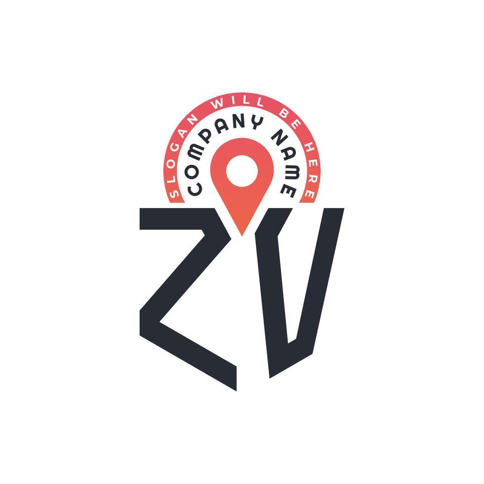 ZV Location Logo Design for Human Resources, Recruitment, and Navigation - Letter ZV Logo with Location Icon for Business and Technology vector