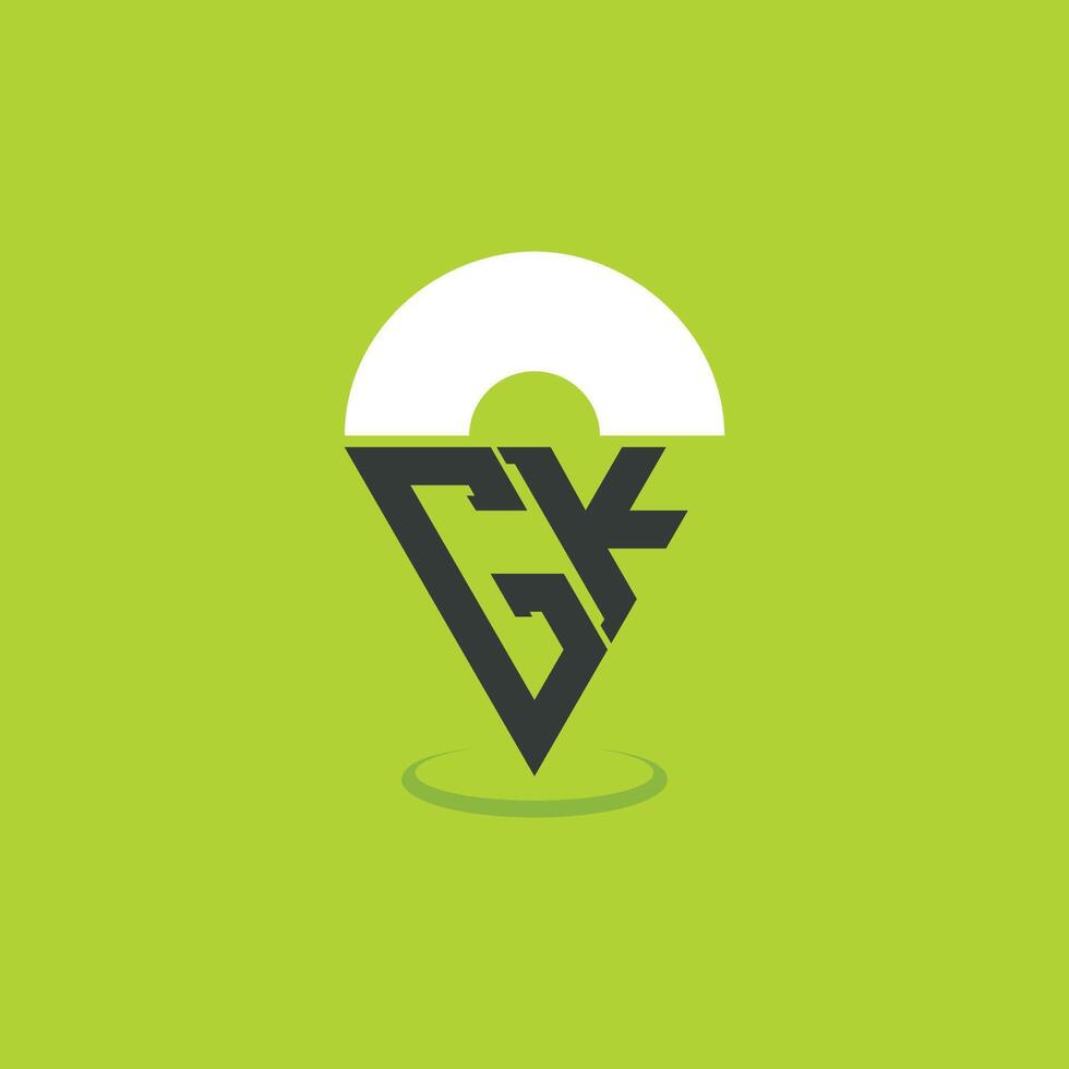 Letter GK Location Logo Design. Modern Initials GK Pinpoint Logo for Navigation, Map Apps, and Location Based Businesses vector