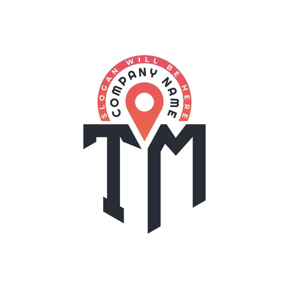 TM Location Logo Design for Human Resources, Recruitment, and Navigation - Letter TM Logo with Location Icon for Business and Technology vector